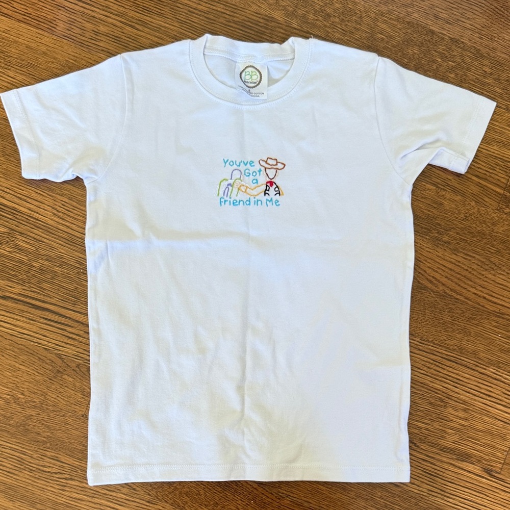 Hand stitched Toy Story white tshirt